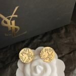 Saint Laurent Ysl Round Earrings Gold - Image 6