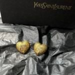 Saint Laurent Ysl Heart Earrings Gold - Image 2