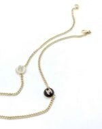 Chanel Logo Cc Necklace In Gold Metal Black Resin - Image 3