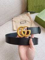 Gucci Gg Marmont Wide Belt Black Gold Logo 4Cm 406831 Dj20T 1000 - Image 3