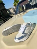 Prada District Leather Sneakers White Sliver 1E790M 3Lj6 F0J36 - Image 5
