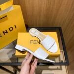 Fendi Silk Cowhide Slippers White - Image 5