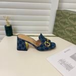 Gucci Women’S Slide Monogram Sandal With Horsebit Blue - Image 5