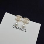 Chanel Cc Pearl Gold Earrings - Image 3