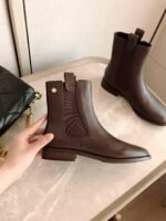 Chanel Ankle Boots With Elastic Side Panels Brown - Image 3