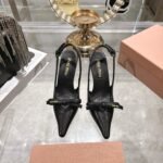 Miu Miu Leather Slingback Pumps With Bow Black 5I474E 79N F0002 F 105 - Image 2