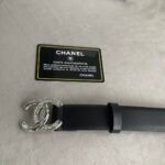 Chanel Pearl And Leather Silver Tone Metal Black 3Cm - Image 2