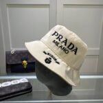 Prada Embroidered Logo Bucket Hat In White - Image 4