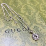 Gucci Interlocking G Logo Embellished Pendant Station Necklace Gold Tone - Image 2