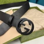 Gucci Selleria Leather Belt Black 4Cm 368186 Bgh0V 1000 - Image 3