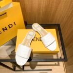 Fendi Silk Cowhide Slippers White - Image 6
