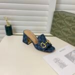 Gucci Women’S Slide Monogram Sandal With Horsebit Blue - Image 7