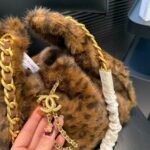 Chanel 25 Small Handbag Faux Leopard Fur And Gold Tone Metal Brown 28Cm - Image 4