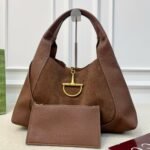 Gucci Softbit Maxi Suede Shoulder Bag Brown 42Cm - Image 2