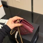 Chanel Wallet On Chain Gold Tone Metal Dark Burgundy 19Cm - Image 6