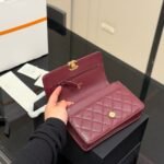 Chanel Wallet On Chain Gold Tone Metal Dark Burgundy 19Cm - Image 9