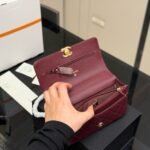 Chanel Wallet On Chain Gold Tone Metal Dark Burgundy 19Cm - Image 10