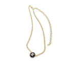 Chanel Logo Cc Necklace In Gold Metal Black Resin