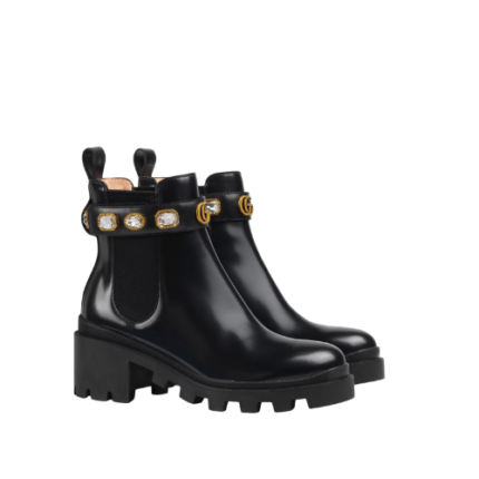 Gucci Women’S Leather Ankle Boots With Strap Black 550036 Dks00 1000