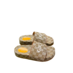 Gucci Women’S Gg Canvas Slide Sandal Beige Ebony