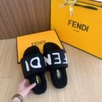 Fendi Fleece Slippers Black - Image 7