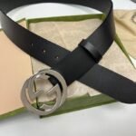 Gucci Leather Belt With Gold Interlocking G 4Cm - Image 3