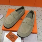 Hermes Lazy Loafer Beige H252020Z Vd395 - Image 2