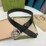 Gucci Leather Belt With Gold Interlocking G 4Cm - Image 4
