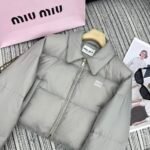 Miumiu Logo Jacquard Puffer Jacket Gray Ml1083 Ooo F0024 - Image 3