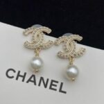 Chanel Cc Pearl Gold Earrings - Image 4