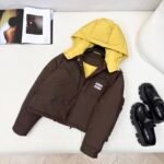 Miumiu Technical Ponge Down Hoodie Jacket Coffee Ml1315 1720 F045I S Ooo - Image 5