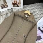 Miumiu Cotton Fleece Zipper Blouson Jacket Beige Ml1369 17I1 F0065 S Ooo - Image 3