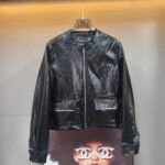 Miumiu Crop Top Jacket Black Leather - Image 2