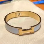 Hermes Clic Clac H Bracelet Gold In Light Blue - Image 4