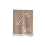 Chanel Cashmere Shearling Scarf Beige