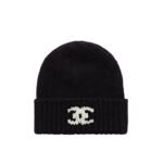 Chanel Cc Knitted Beanie Black