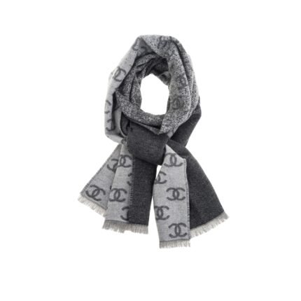 Chanel 24B Full CC Scarf Grey And Black 180Cm