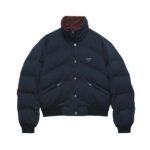 Prada Cropped Compact Poplin Down Jacket Navy Blue 292288 17Ib F0002 S Emo