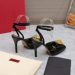 Valentino Garavani Roman Gold Stud Block Pump Black - Image 2